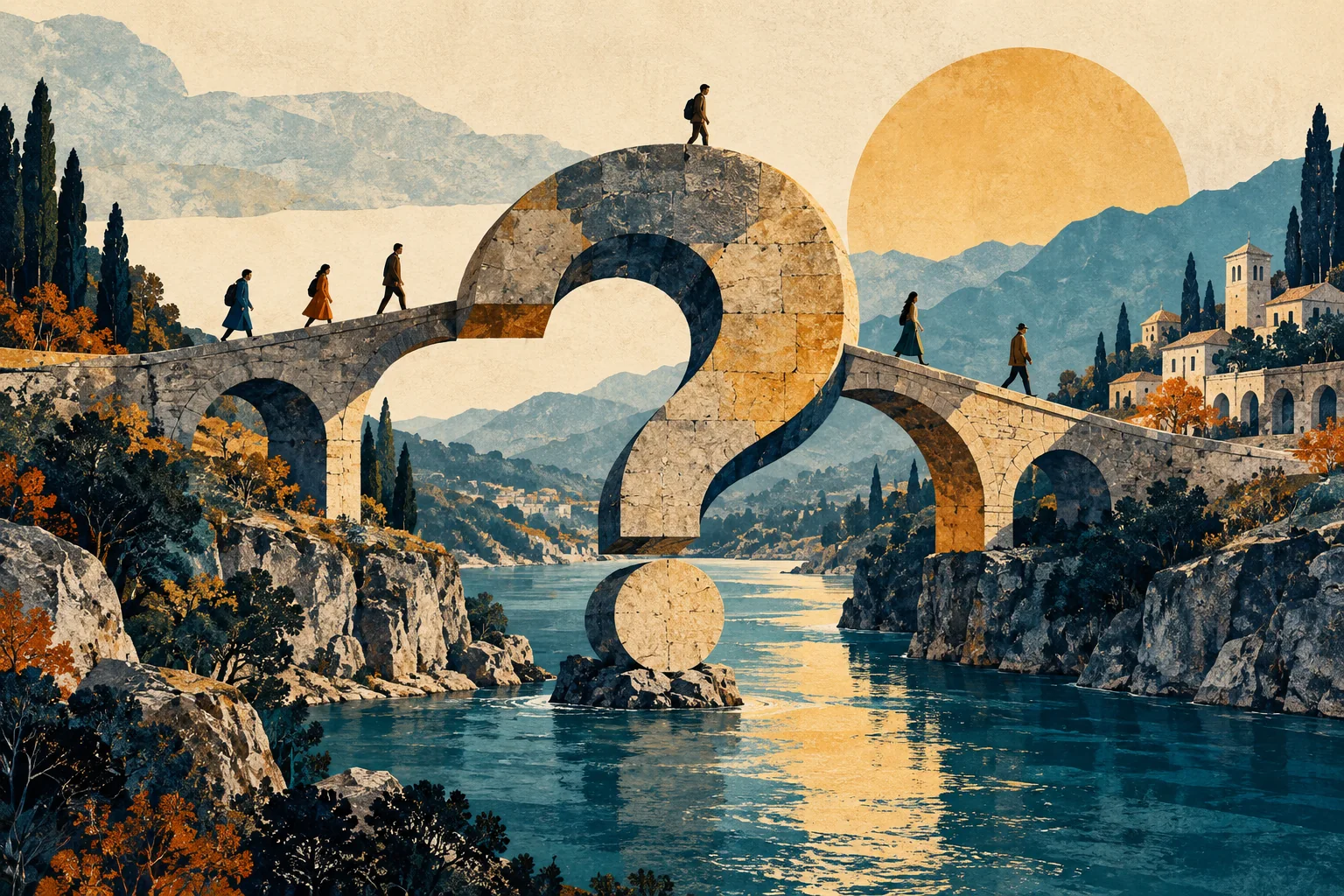 Conceptual editorial illustration for A Good Question Is a Piece of Infrastructure